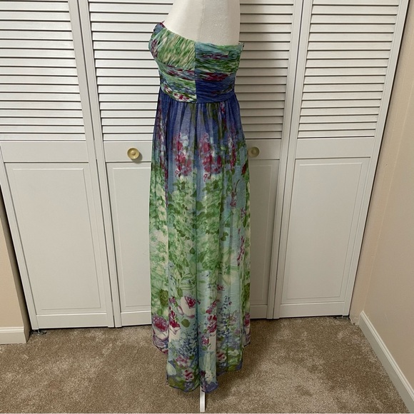 Silk Aidan Mattox Strapless Multicolor Maxi Dress Fairycore Costume Prom Cosplay - Picture 4 of 16